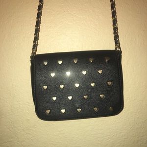 Black and Gold Heart Accent Bag